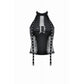 Dark in Love Bondage Mesh-Panel Buckle Halter Top