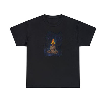 Droid Meditation Burning Head Design Cotton T-Shirt