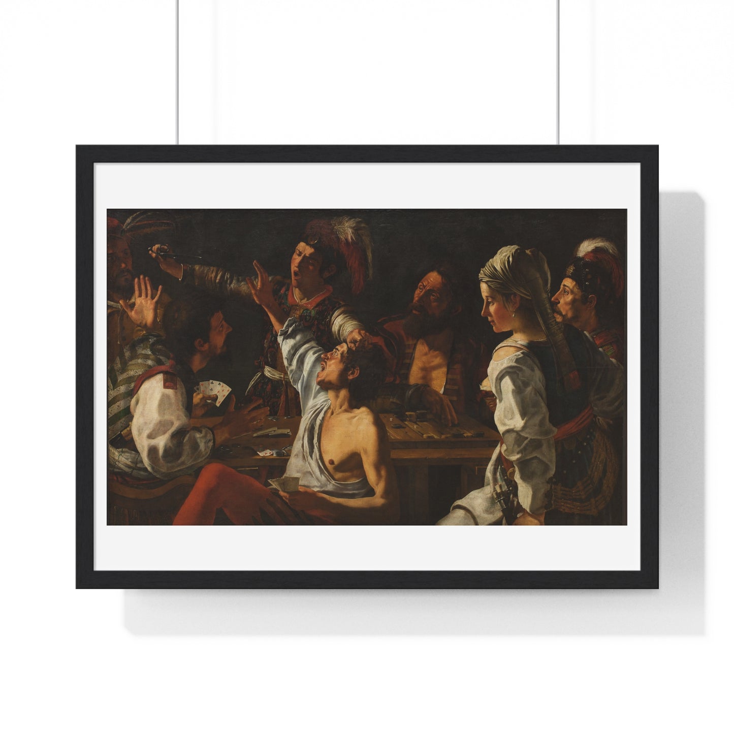 Card and Backgammon Players by Michelangelo Merisi Da Caravaggio, from the Original, Framed Print