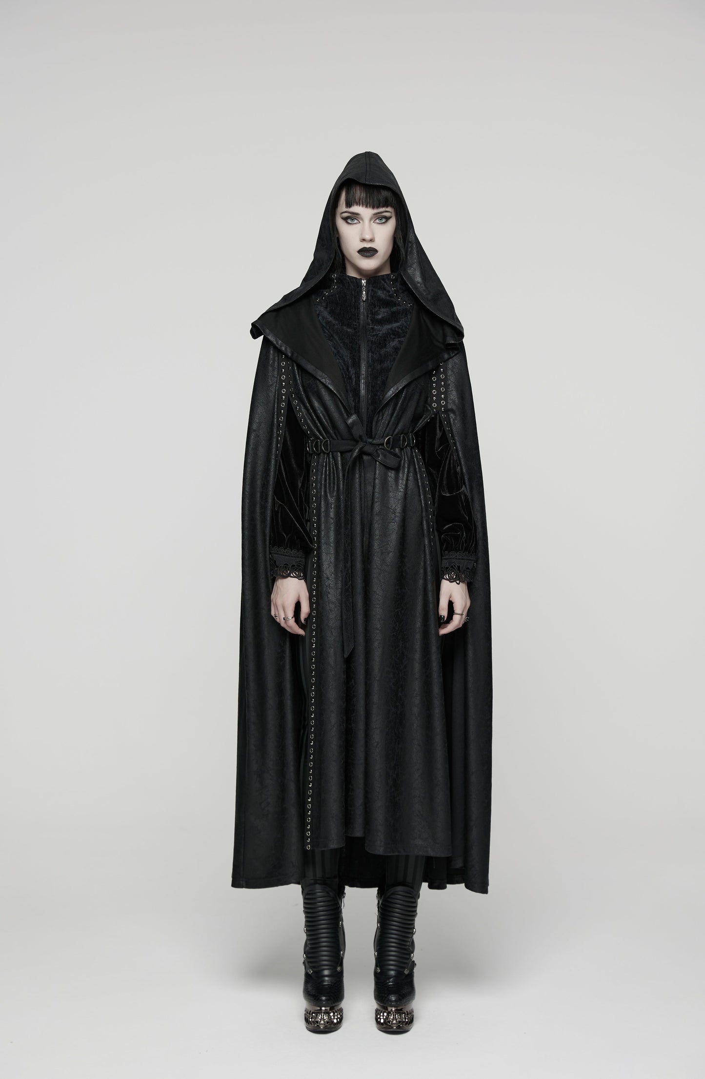 Punk Rave Punk Hooded Cloak in Black