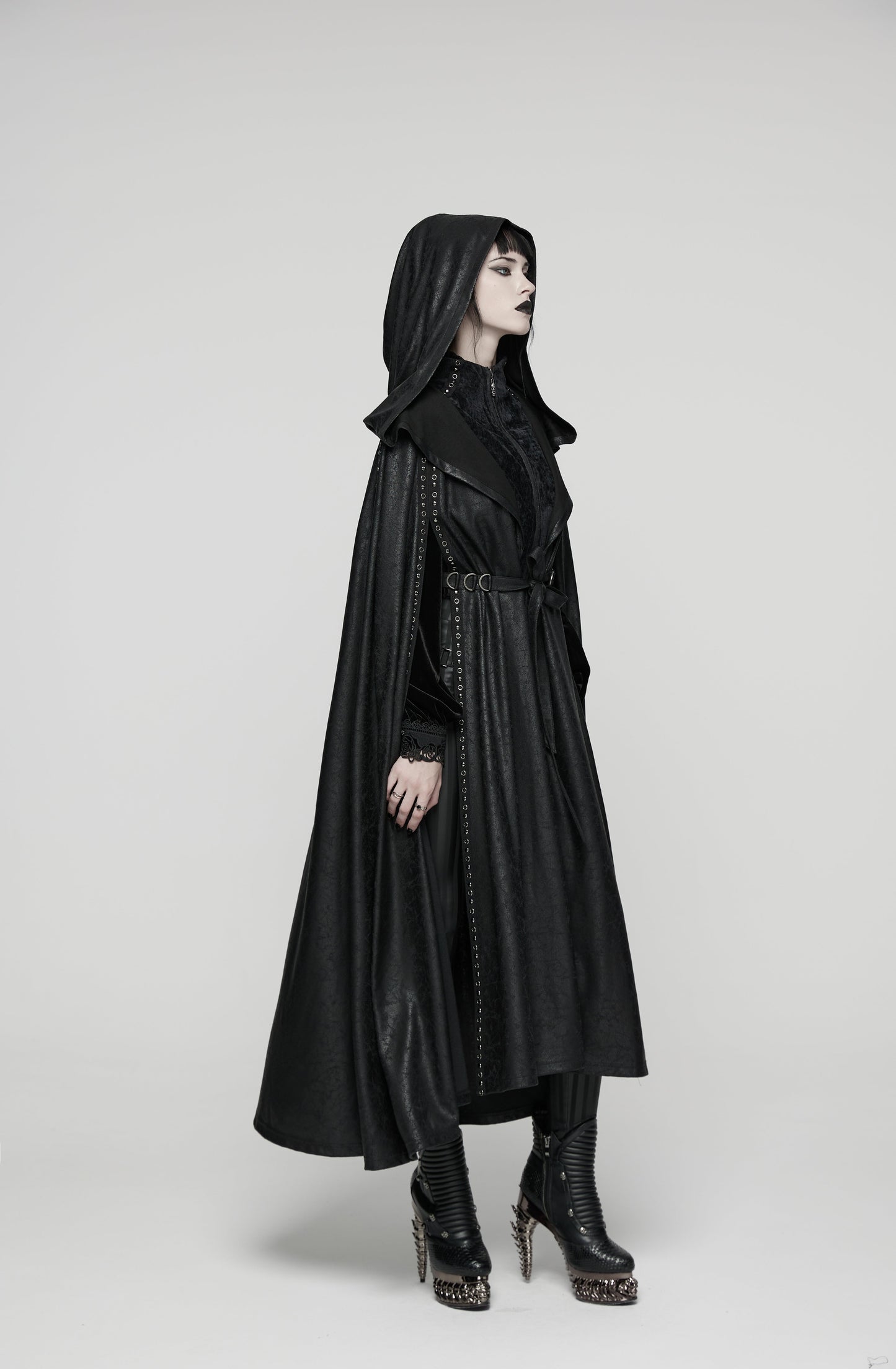 Punk Rave Punk Hooded Cloak in Black