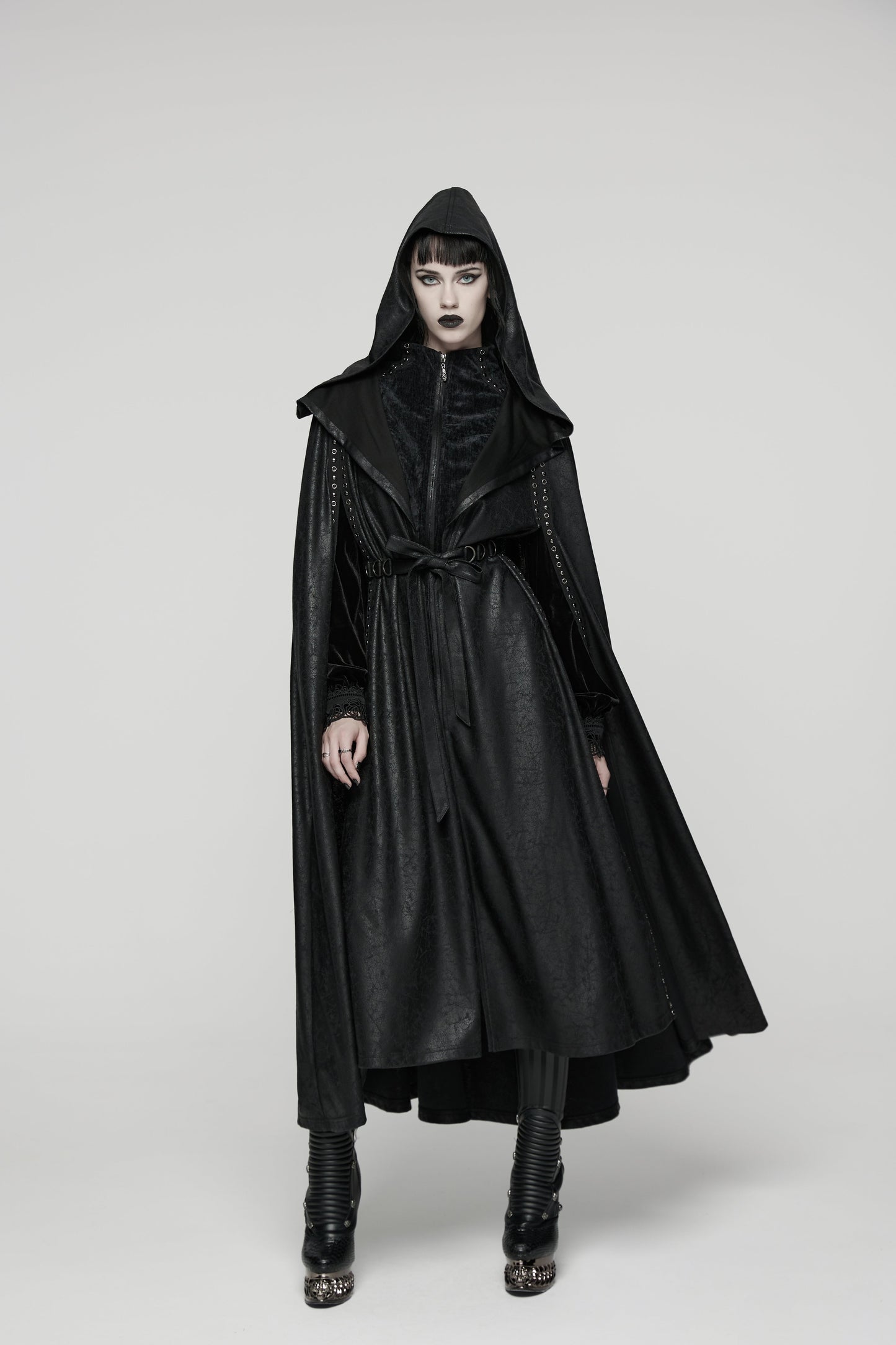 Punk Rave Punk Hooded Cloak in Black