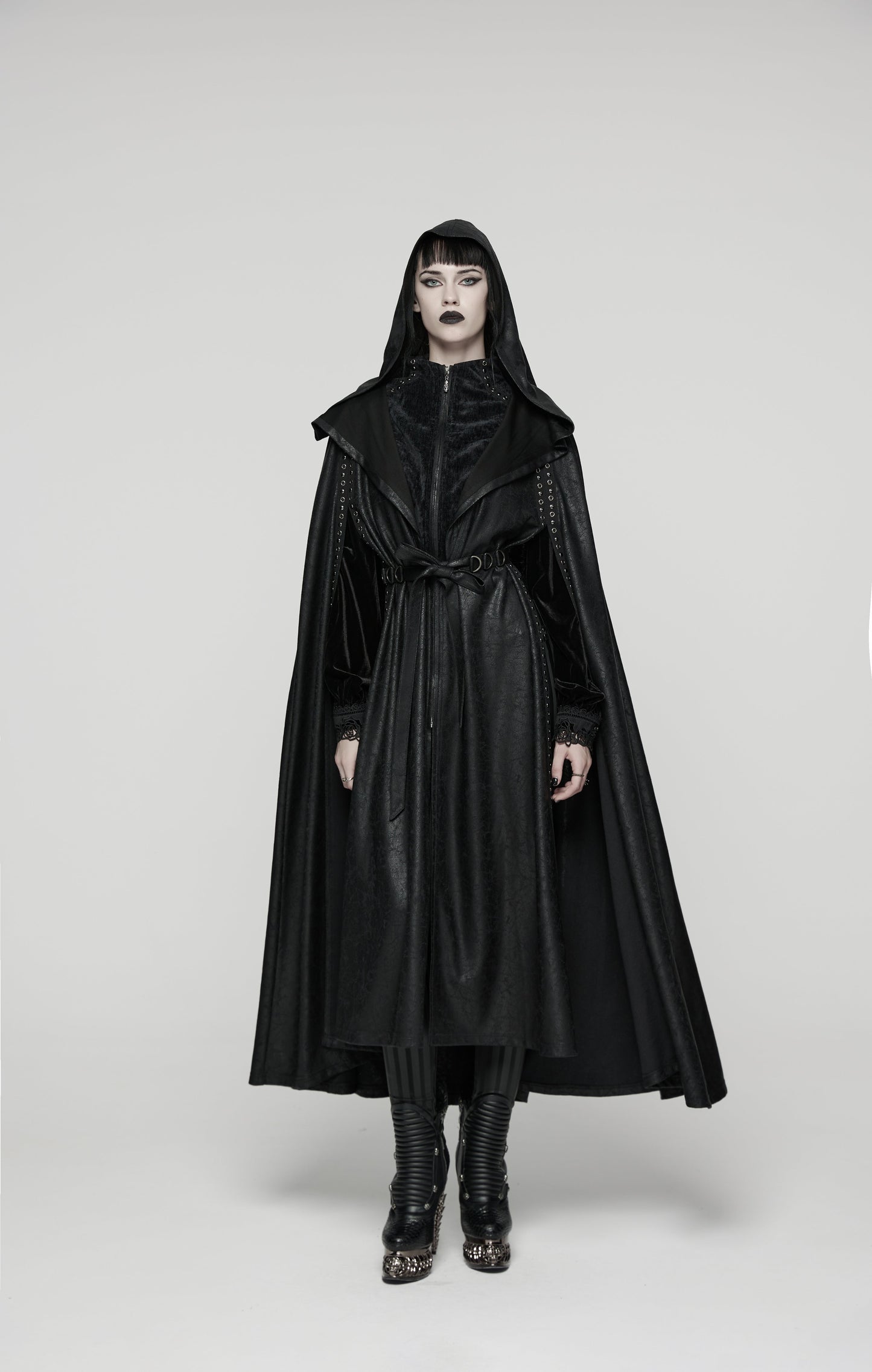 Punk Rave Punk Hooded Cloak in Black