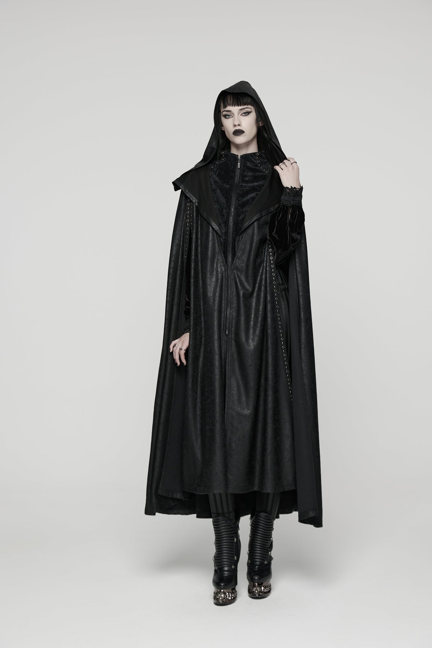 Punk Rave Punk Hooded Cloak in Black