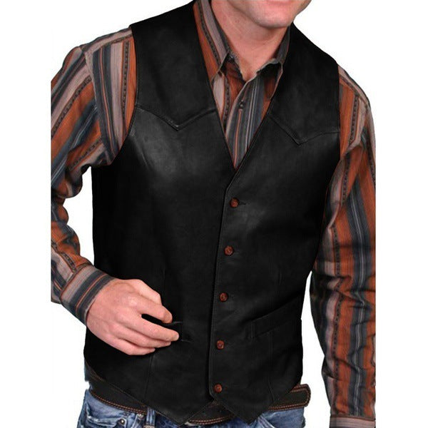 Men's Faux Leather Waistcoat