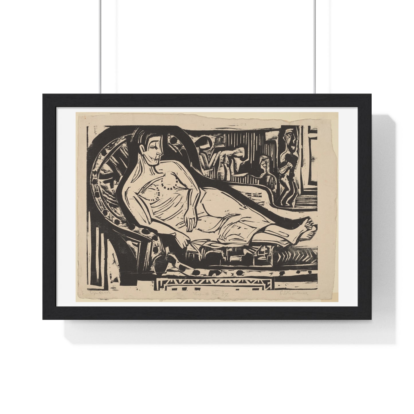 Woman Lying on a Sofa (1926) by Ernst Ludwig Kirchner, from the Original, Framed Art Print