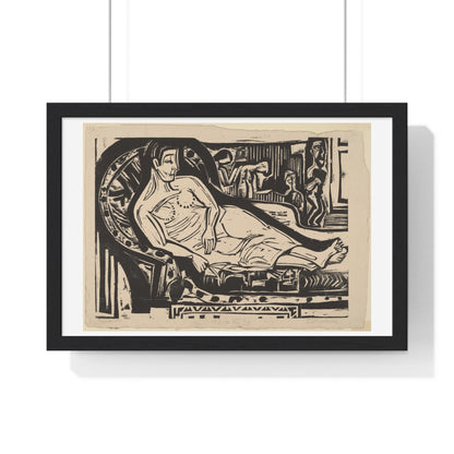 Woman Lying on a Sofa (1926) by Ernst Ludwig Kirchner, from the Original, Framed Art Print