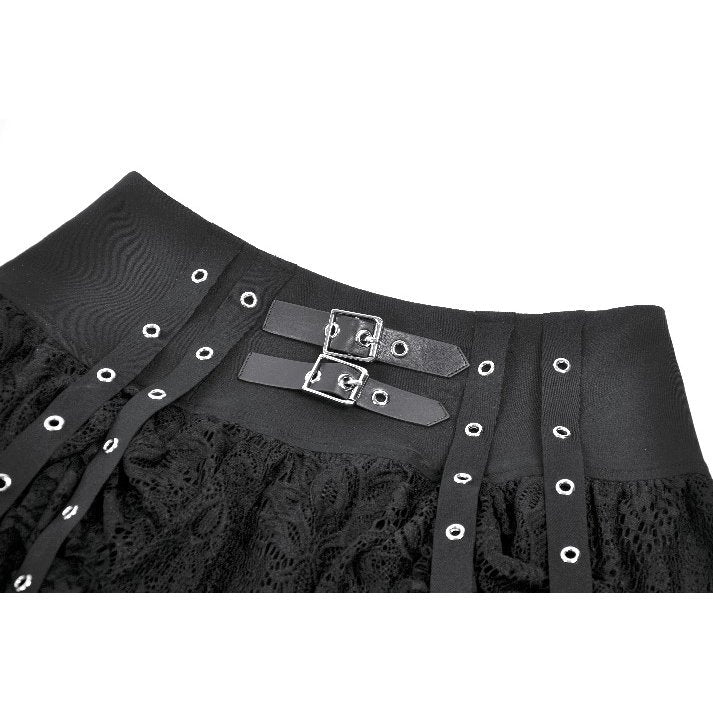 Dark in Love Punk Eyelet Lace-Layered Mini Skirt