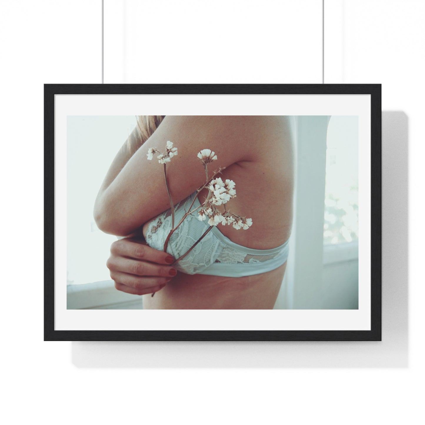 Woman and Flower, Photographer Unknown, from the Original, Framed Print