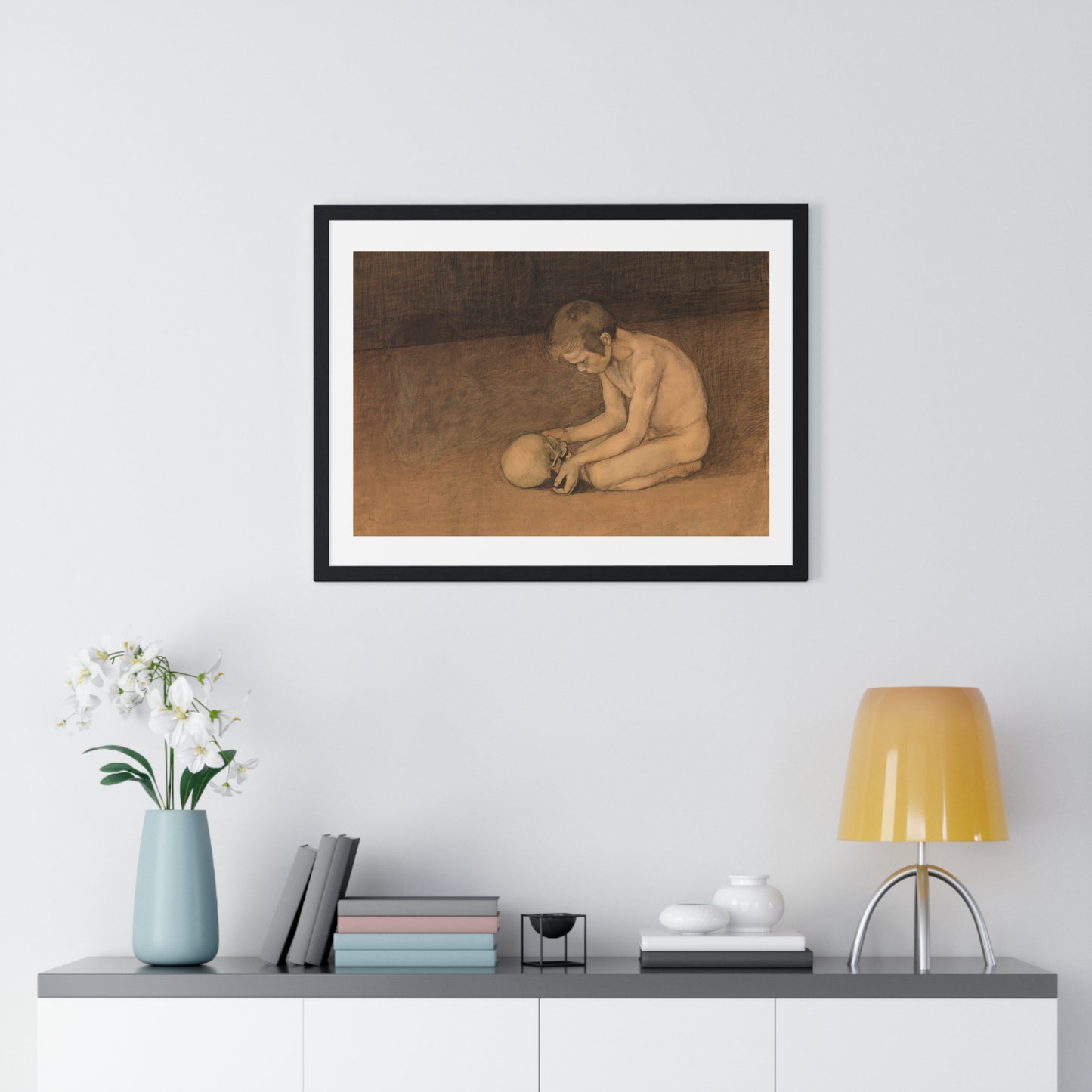 Boy with Skull (1893) by Magnus Enckell, from the Original, Framed Print