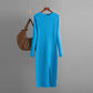 Vireous Daily Business Wear Long Sleeve Skinny Knit Dress