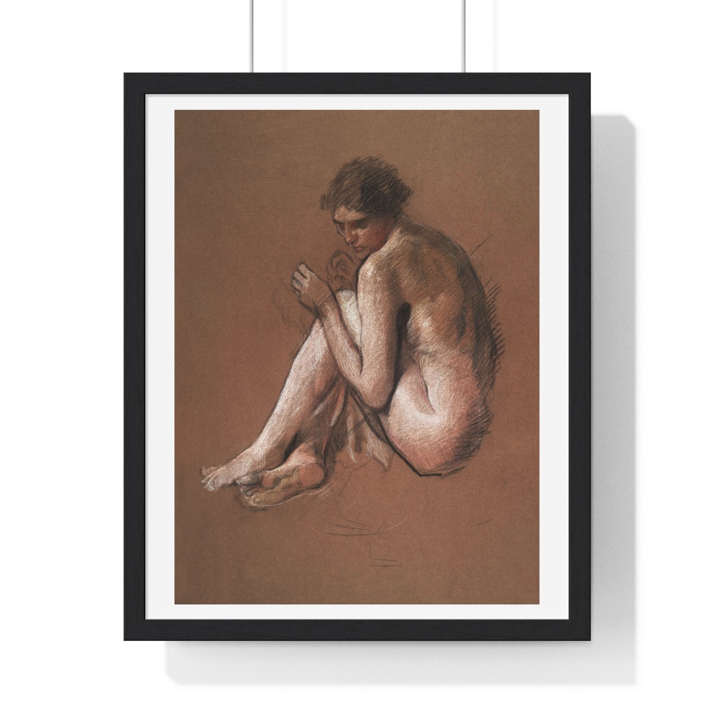 Seated Nude Female Figure by Edwin Austin Abbey from the Original, Framed Art Print