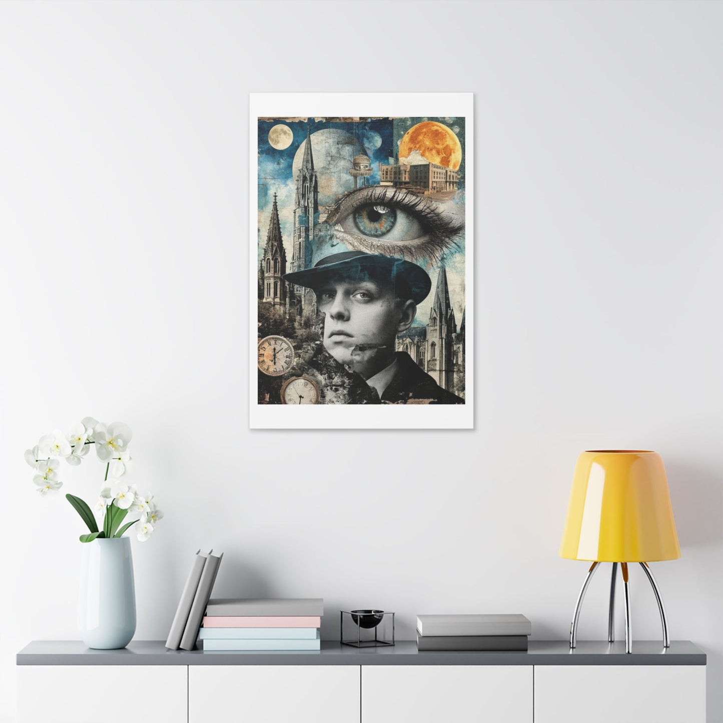 Eye on the Time Digital Collage 'Designed by AI' Canvas Art Print