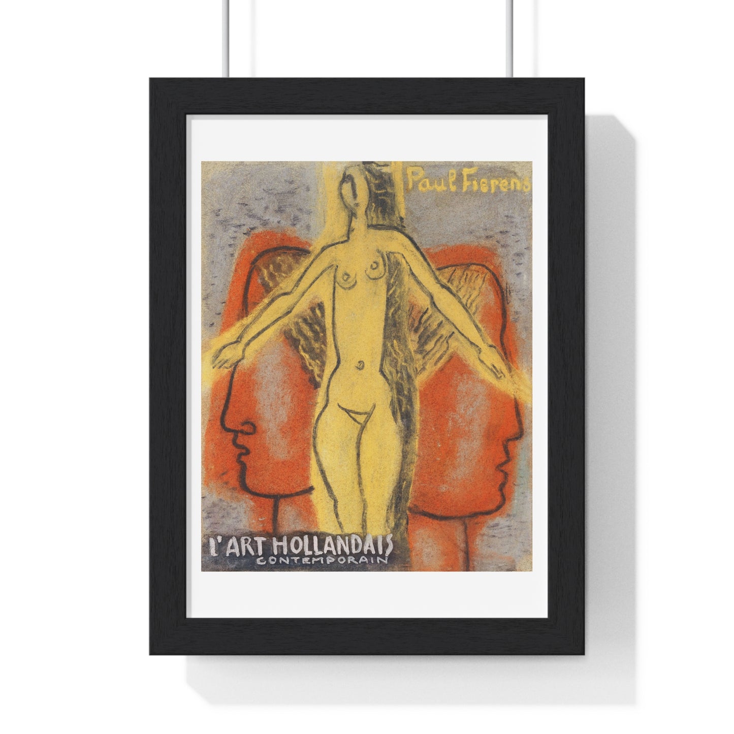 Naakte Vrouw Tussen Twee van Elkaar weg Kijkende Mannen Hoofden (1933) by Leo Gestel, from the Original, Framed Art Print