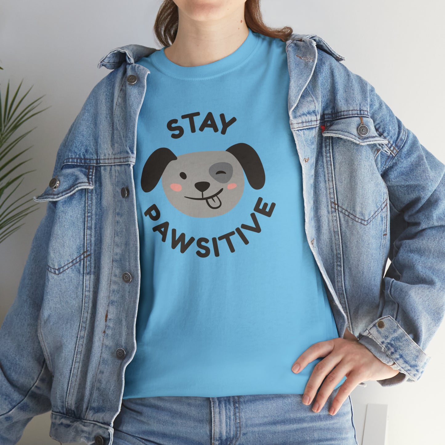 Stay Pawsitive Dog Lover's Cotton T-Shirt