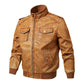 Vireous Large-Size Men's Leather Bomber Jacket