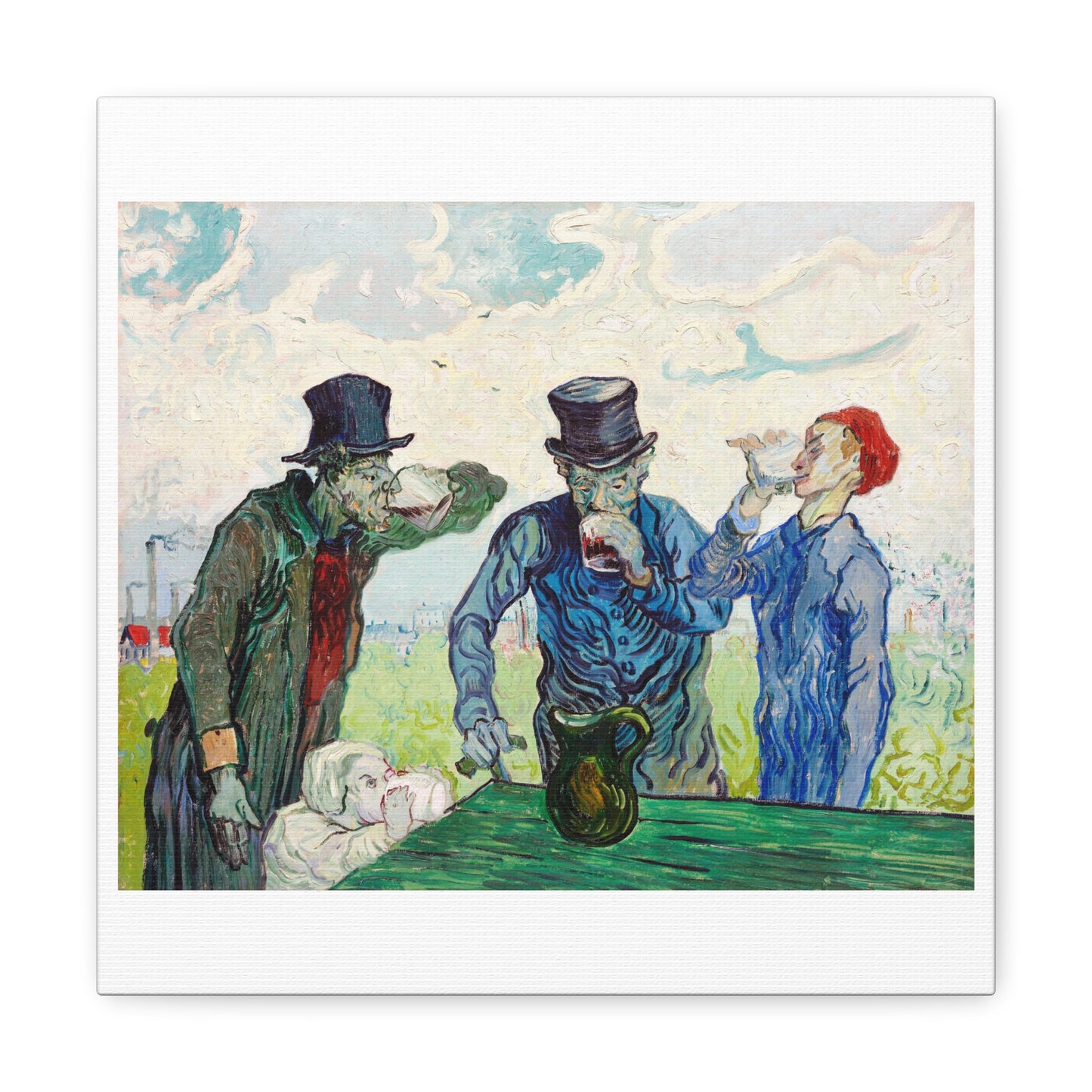 The Drinkers (1890) by Vincent Van Gogh, from the Original, Print on Canvas