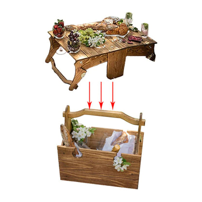 Folding Two-In-One Picnic Basket Table