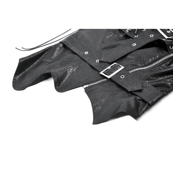 Dark in Love Vespera One-Shoulder Spiked Faux Leather Corset Top