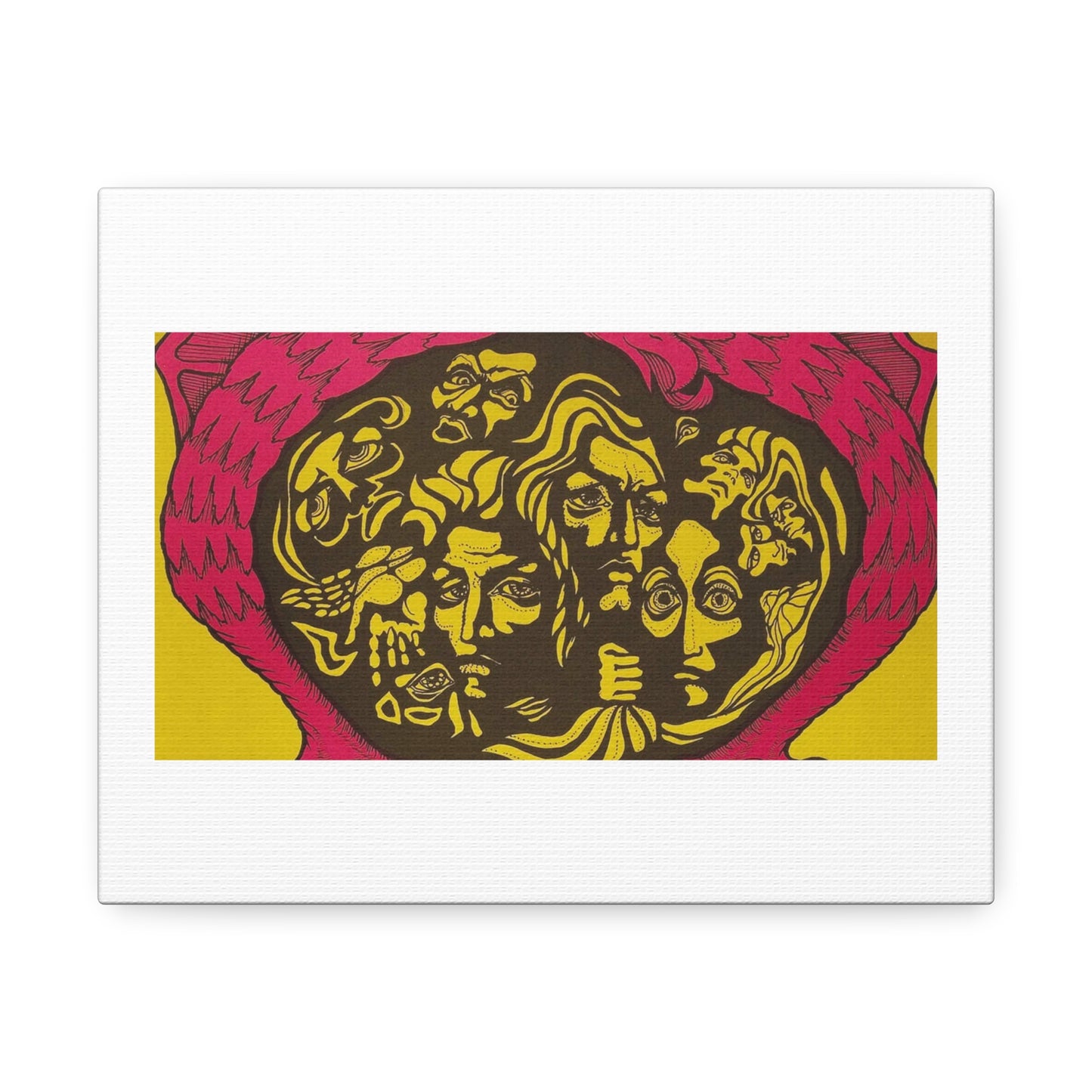 Psychedelic Voices Pencil Sketch Art Print on Satin Canvas