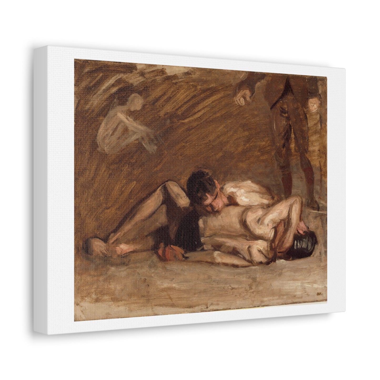 Wrestlers (1899) by Thomas Eakins, from the Original, Art Print on Canvas