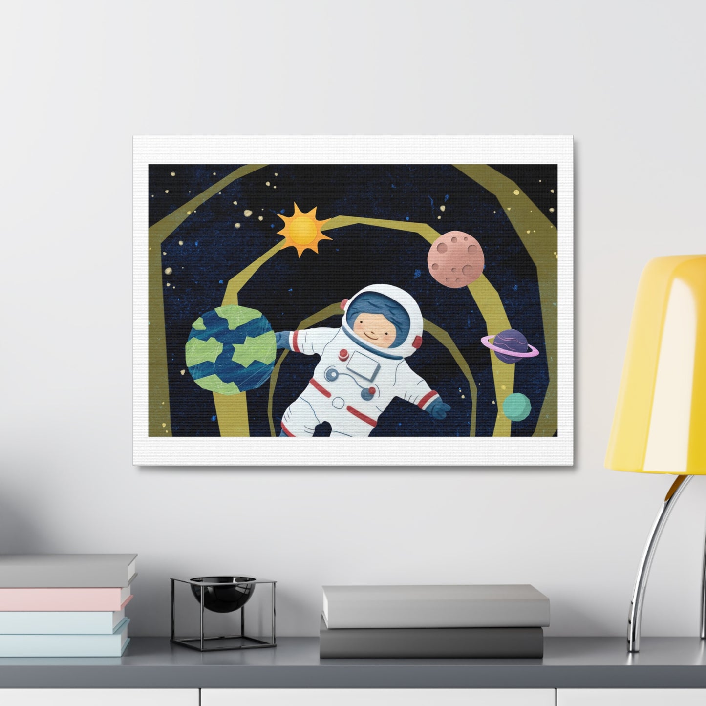 Space Exploration, Paper Craft Illustration, Art Print on Canvas