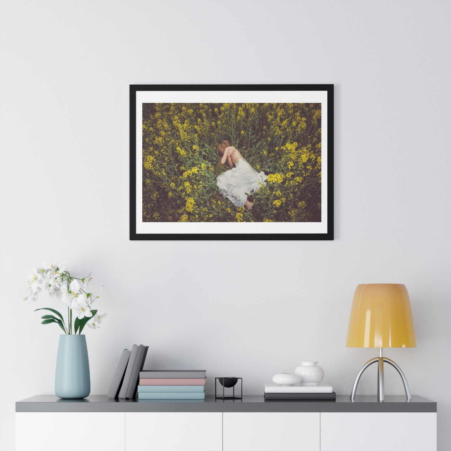 Asleep in the Rapeseed Field 'Designed by AI' Framed Art Print