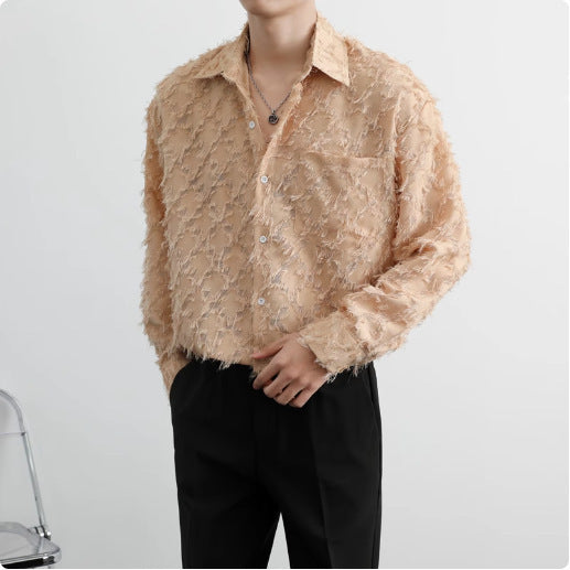 Men's Fashion Fringe Long Sleeve Shirt Jacket