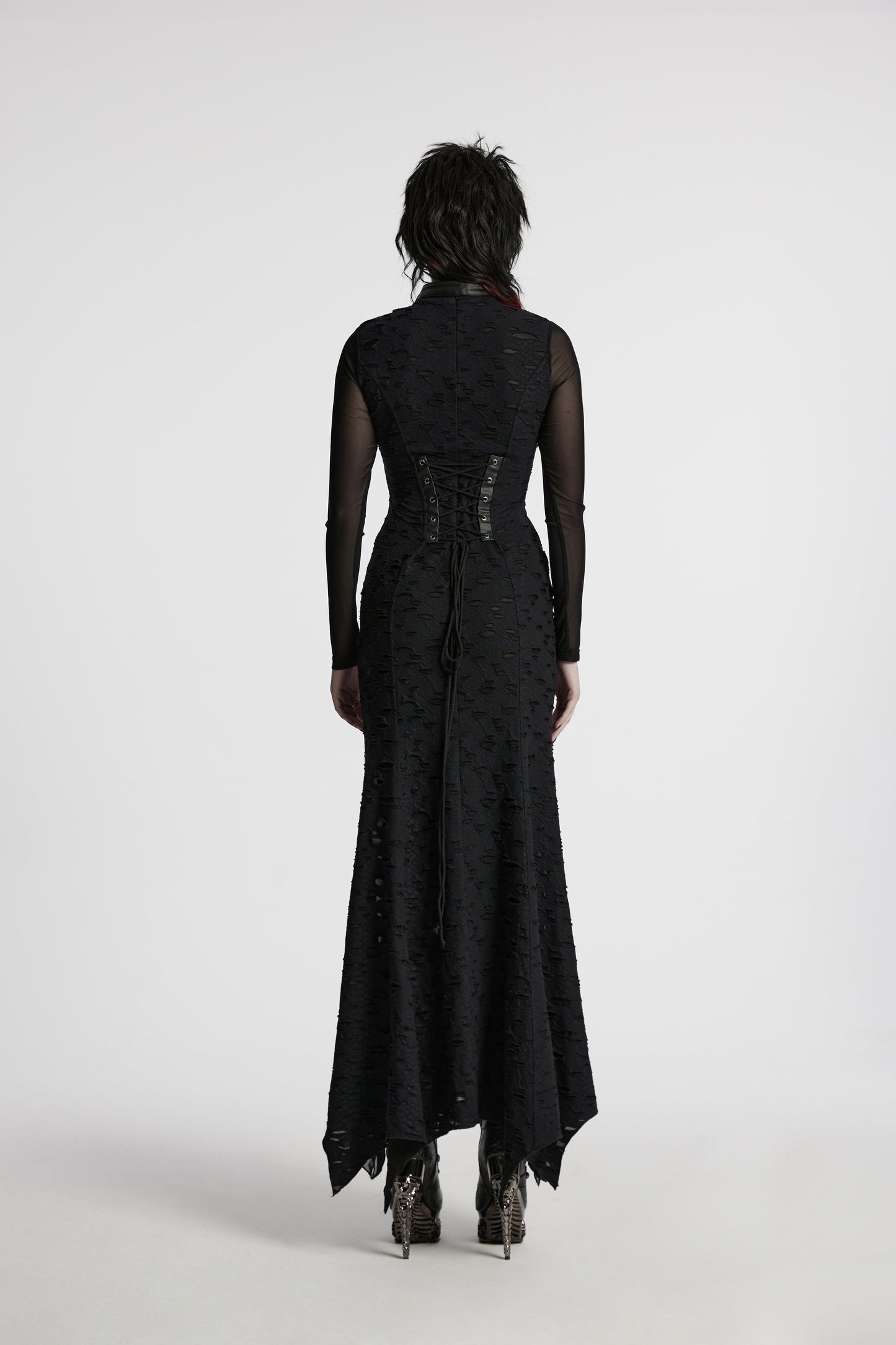 Punk Rave Seraphine Spinal Lace Panel Maxi Dress In Black