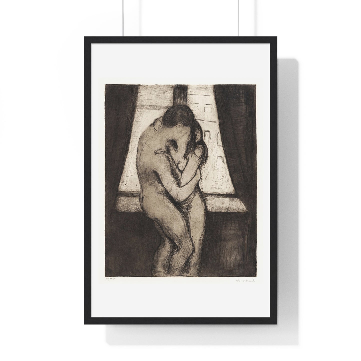 The Kiss (1895) by Edvard Munch, from the Original, Framed Art Print