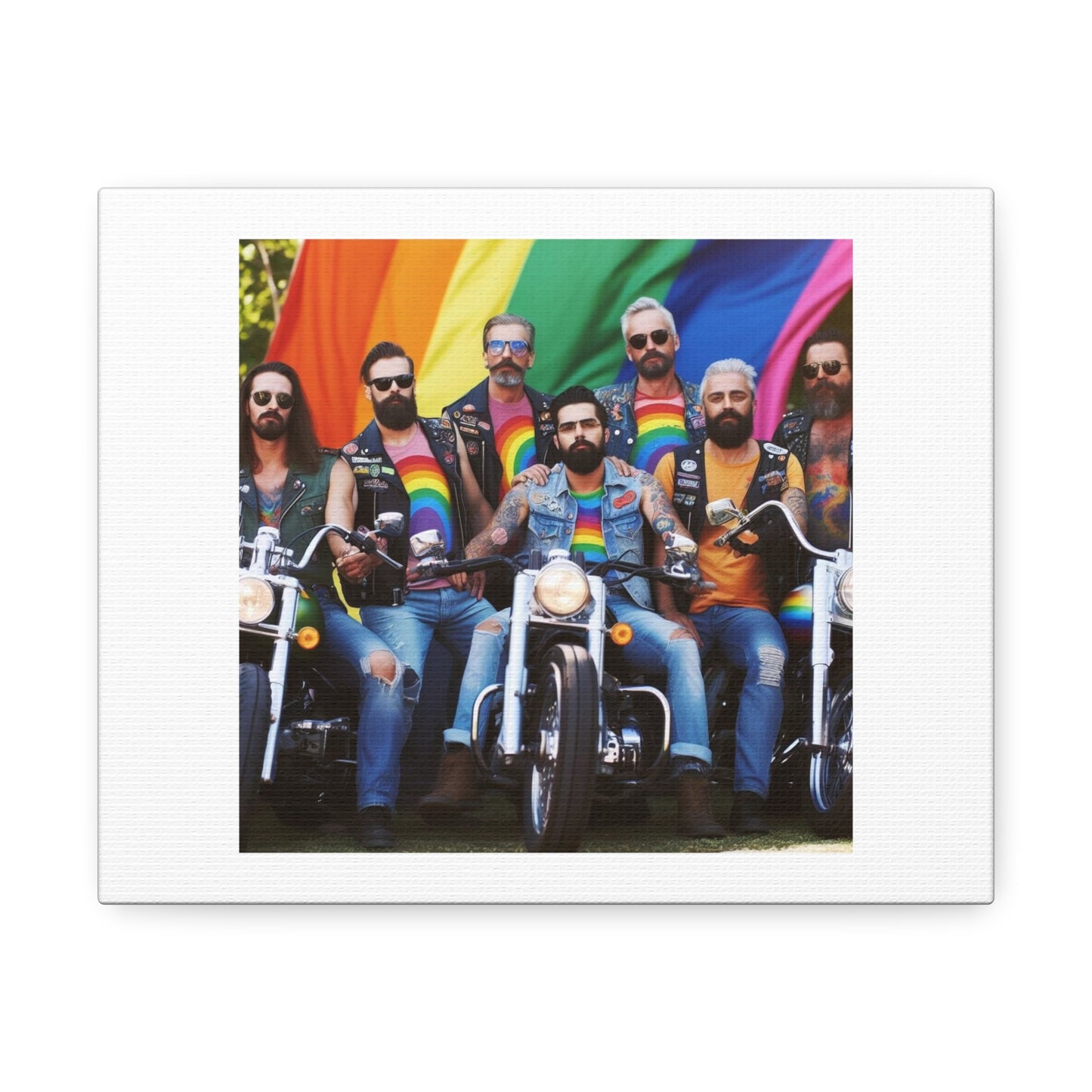 Group of Guys Who Ride Bikes and Use Words Like Hipster Trendy and Brother 'Designed by AI' Art Print on Canvas