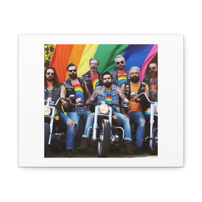 Group of Guys Who Ride Bikes and Use Words Like Hipster Trendy and Brother 'Designed by AI' Art Print on Canvas