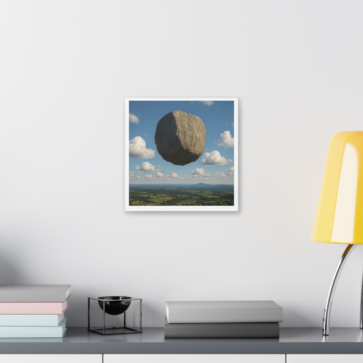 Levitated Mass Suspended Above a Beautiful Landscape 'Designed by AI' Canvas Art Print