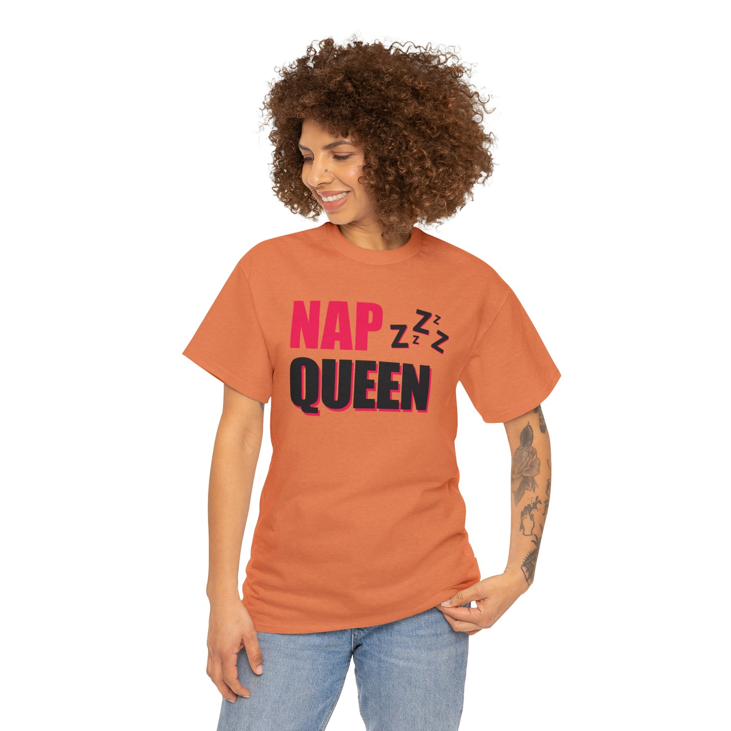 Nap Queen ヘビーコットン Tシャツ ユニセックス ワールドワイドサイズ 昼寝、睡眠、怠惰、休息