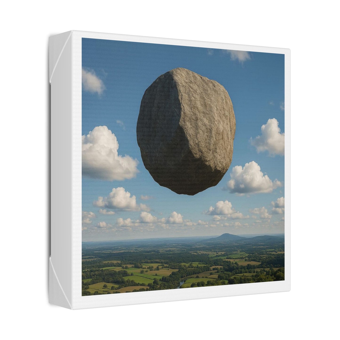 Levitated Mass Suspended Above a Beautiful Landscape 'Designed by AI' Canvas Art Print