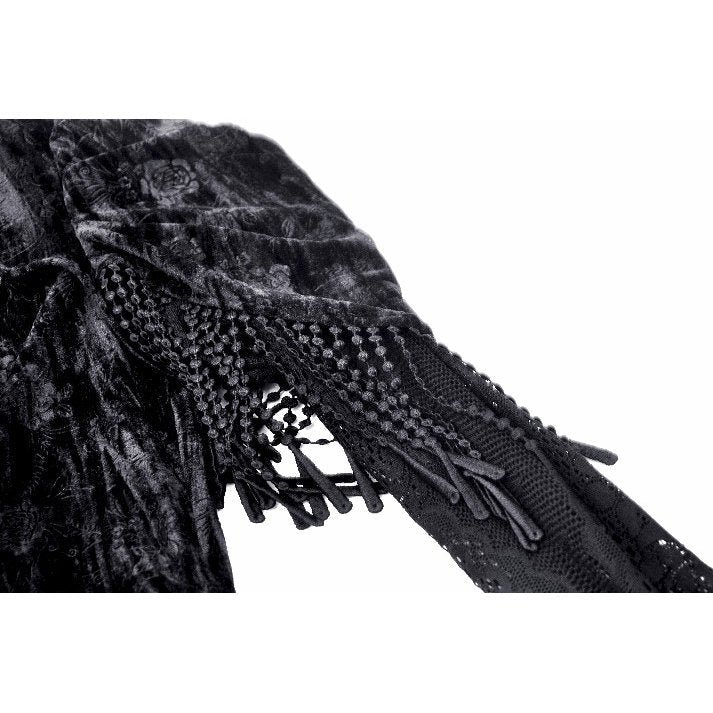 Dark in Love Fleur Gothic Rose-Embossed Velvet Long-Sleeve Top