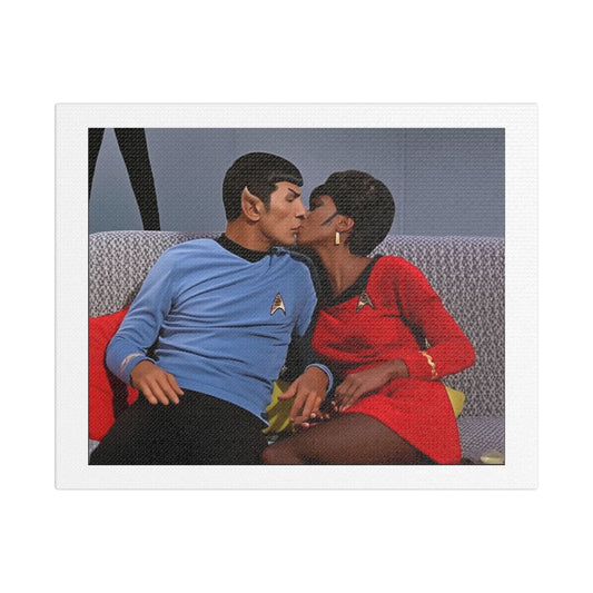 Vibe Shift Onboard the Starship Enterprise, Star Trek Absurdist Art 'Designed by AI', Art Print on Canvas