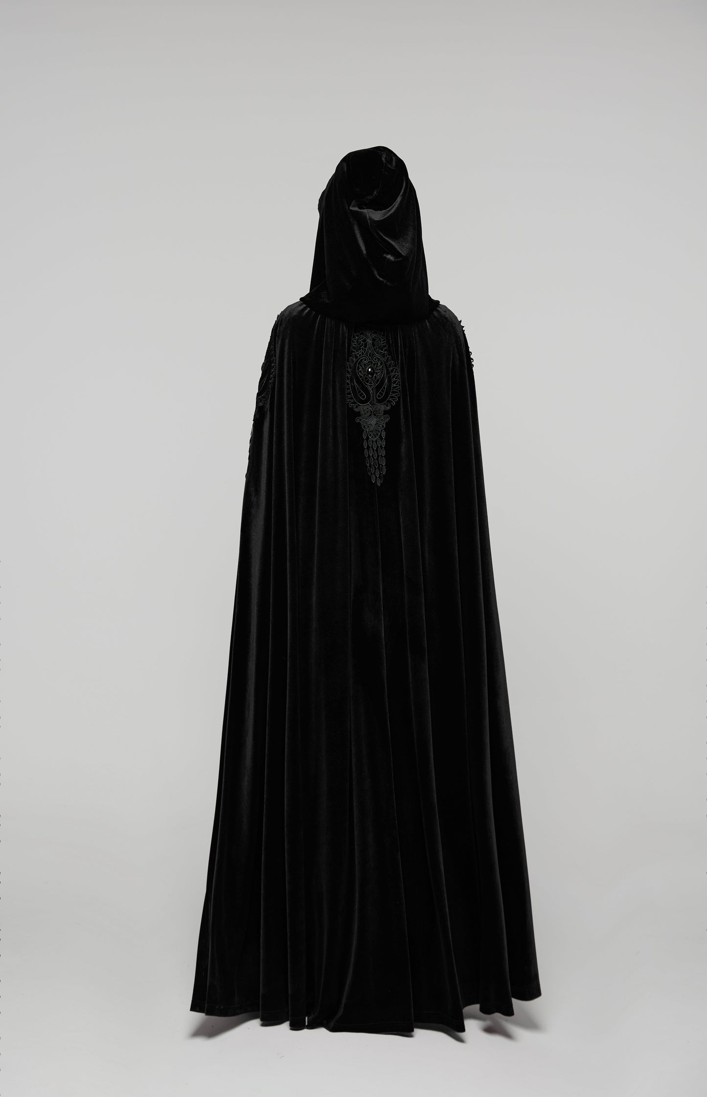 Punk Rave Goth Velvet Women's Long Cloak in Black