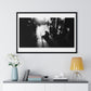 Black and White Photography, High-Contrast Cityscape 'Designed by AI' Framed Print