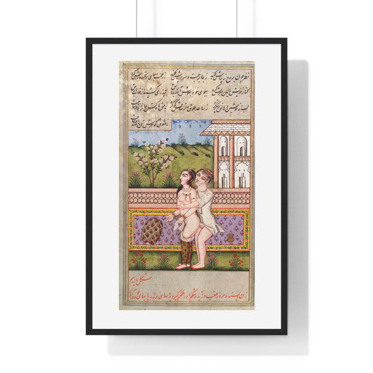 Illustrated Manuscript Showing a Persian Couple Copulating II (1824), from the Original, Framed Art Print