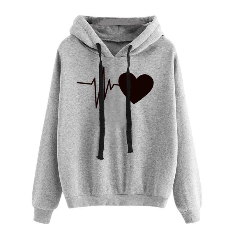 Heartbeat Print Women's Medium Blend Hoodie