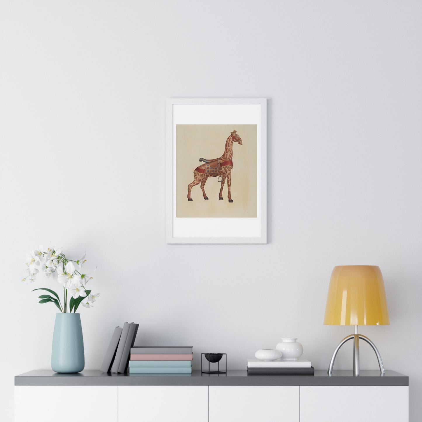 Carousel Giraffe (circa 1939) Illustration by Henry Tomaszewski, from the Original, Framed Print