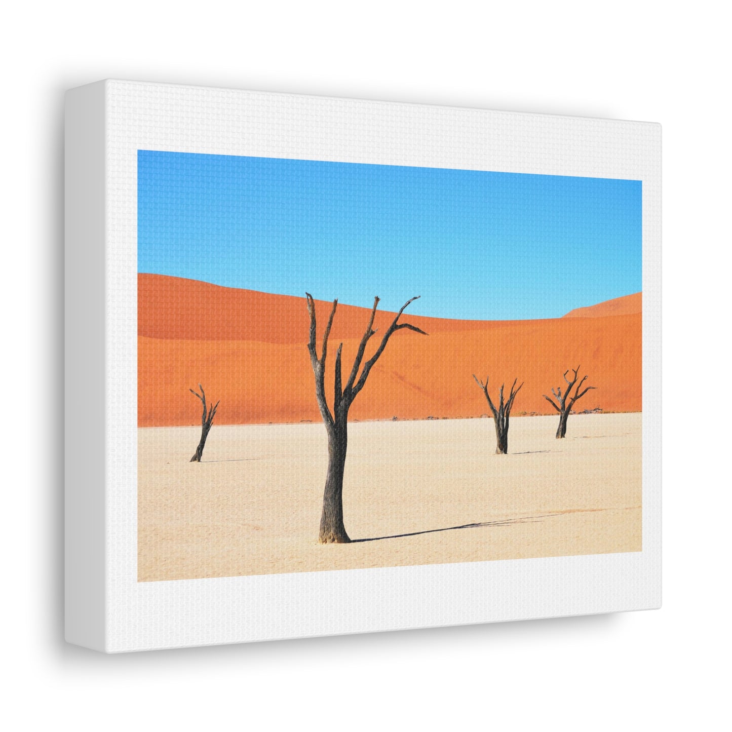 Dead Tree on Desert Illustration, Art Print on Satin Canvas