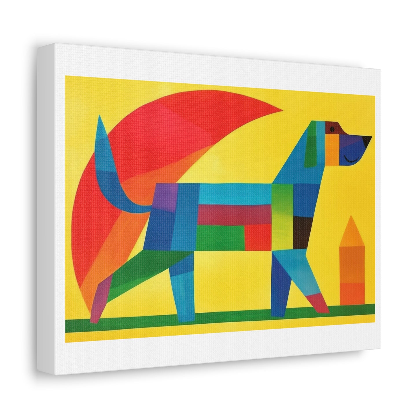 Minimal Simple Dog Art Painting 'Designed by AI' Art Print on Canvas