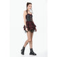 Dark in Love Red-Black Plaid Leather-Layered Punk Sweetcore Dress