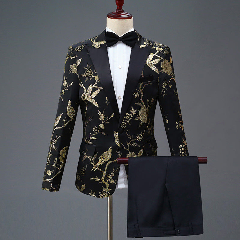 Men's Gold Overlay Stage, Host Single-Breasted Dinner Jacket