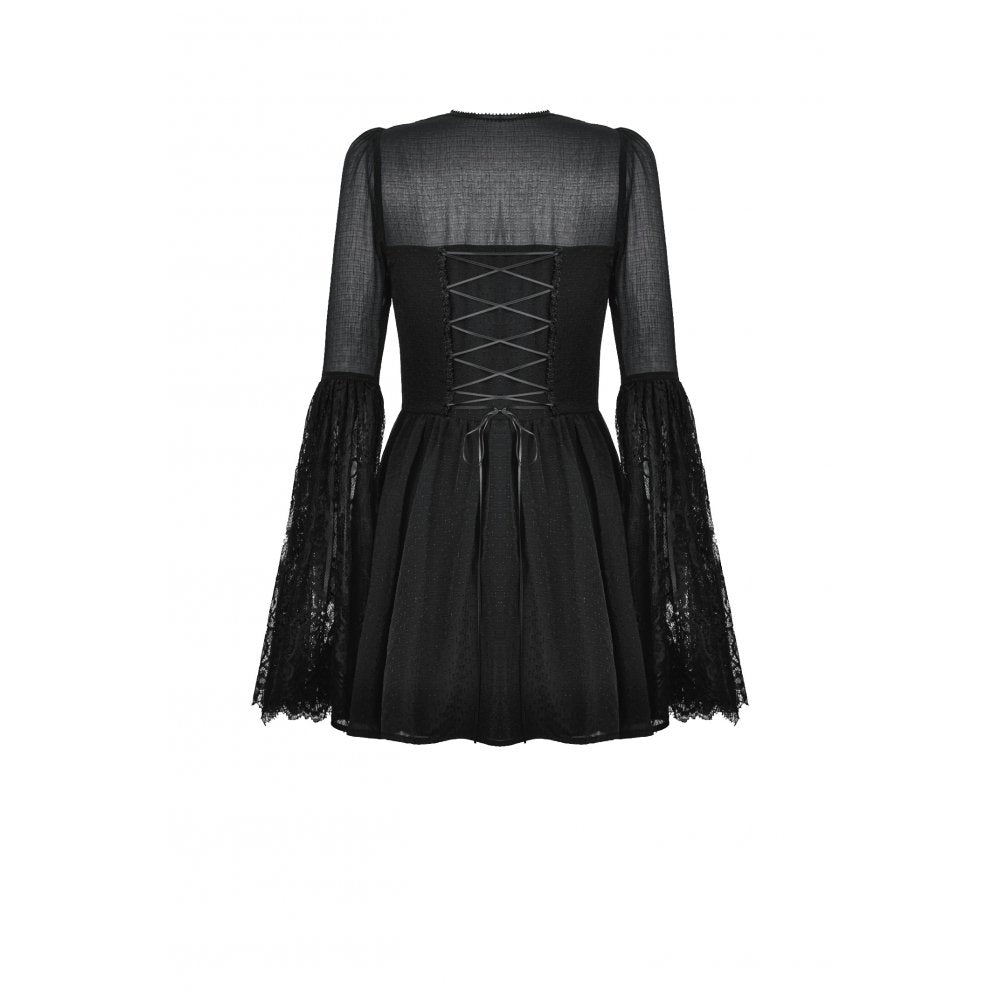 Dark in Love Greta Dark Mystique Gothic Lace-Up Mesh Dress