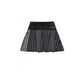 Dark in Love Sage Tartan Patchwork Leather-Waist Pleated Mini Skirt