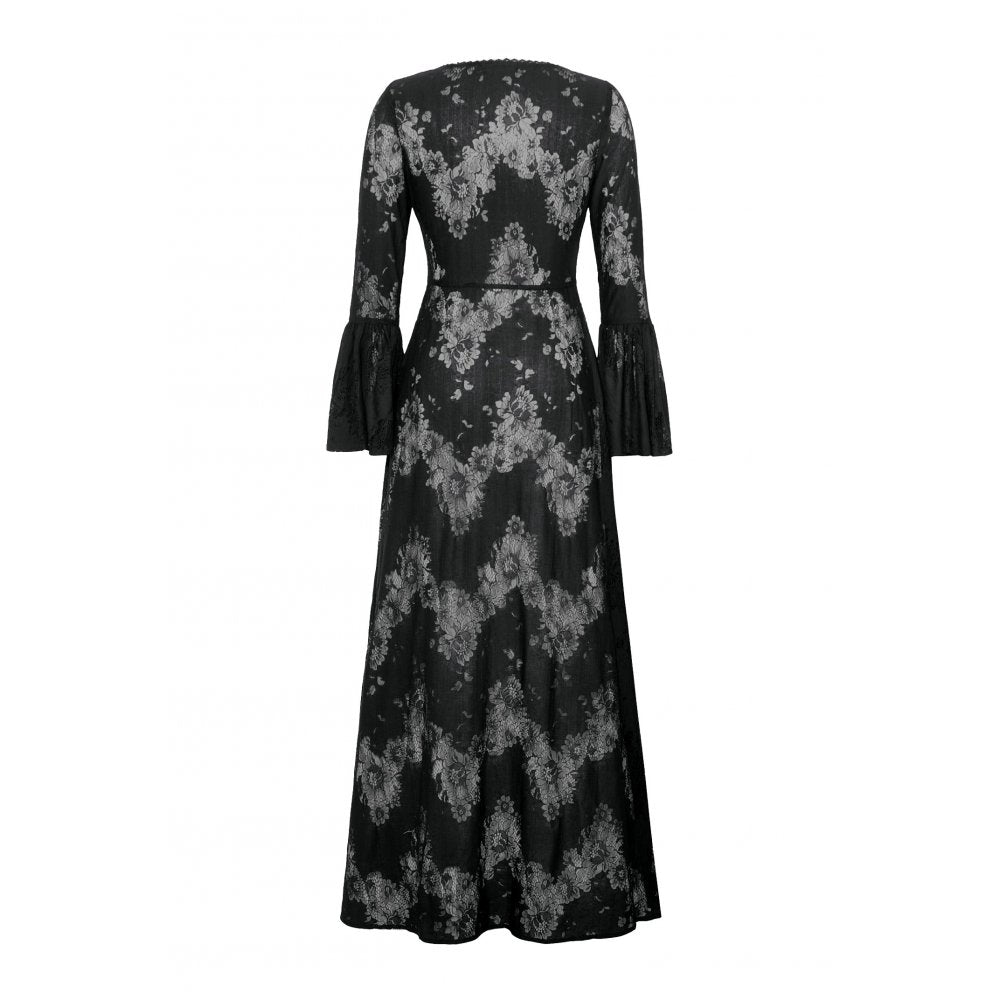 Dark in Love Emersyn Elegant Gothic Lace-Trimmed Long Robe
