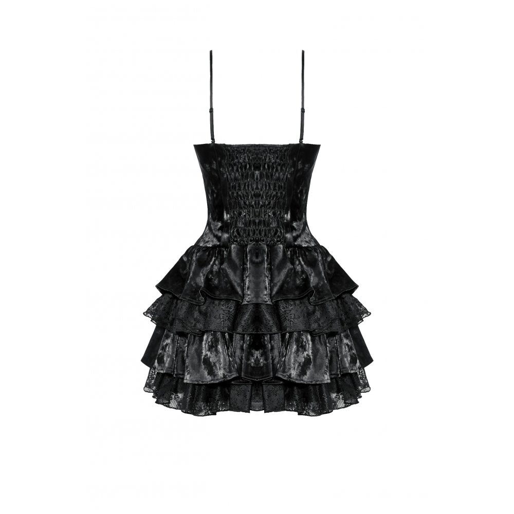 Dark in Love Harriet Punk Shiny Faux Leather Layered Dress